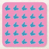 Blauwe buterflies Fluttering Illustratiepatroon Kartonnen Onderzetters (Voorkant)