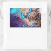 BLAUWE BUTERRFLY BEAUTY MAKEUP ARTIST RECHTHOEKIGE STICKER (Tas)