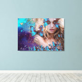 BLAUWE BUTTERFLES CANVAS AFDRUK (Insitu (Houten vloer))