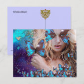 BLAUWE BUTTERFLES IN BLAUWGROEN GROENE GOUDEN BRIEFKAART (Voorkant / Achterkant)