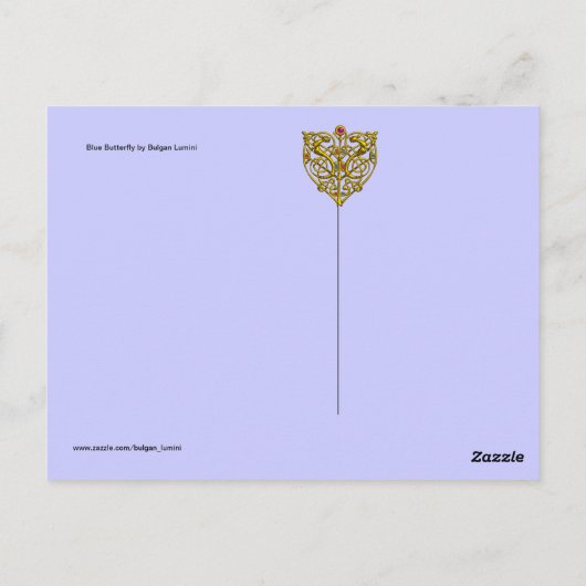 BLAUWE BUTTERFLES IN BLAUWGROEN GROENE GOUDEN BRIEFKAART (Achterkant)