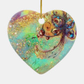 BLAUWE BUTTERFLES IN BLAUWGROEN GROENE GOUDEN HARK KERAMISCH ORNAMENT (Achterkant)