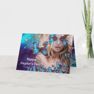 BLAUWE BUTTERFLES IN BLAUWGROEN GROENE GOUDEN KAART