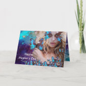 BLAUWE BUTTERFLES IN BLAUWGROEN GROENE GOUDEN KAART (Voorkant)