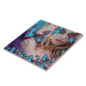 BLAUWE BUTTERFLES IN BLAUWGROEN GROENE GOUDEN TEGELTJE (Zijkant)