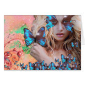 BLAUWE BUTTERFLES IN PINK GREEN GOLD SPARKLES (Voorkant Horizontaal)