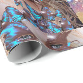 BLAUWE BUTTERFLES MET GROENE GOUDEN CADEAUPAPIER (Rol Hoek)