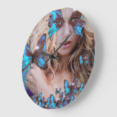 BLAUWE BUTTERFLES MET GROENE GOUDEN GROTE KLOK (Hoek)