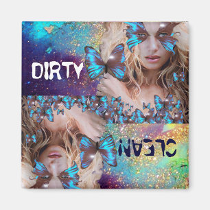 BLAUWE BUTTERFLES MET GROENE GOUDEN MAGNEET