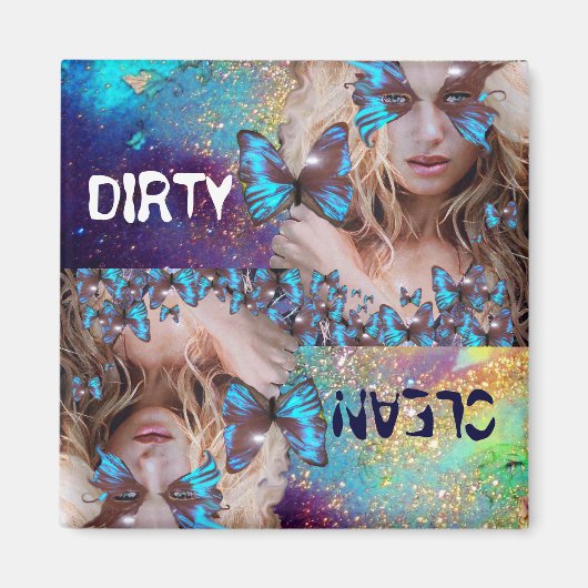 BLAUWE BUTTERFLES MET GROENE GOUDEN MAGNEET (Voorkant)