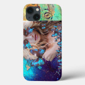 BLAUWE BUTTERFLES MET GROENE GOUDEN MONOGRAM Case-Mate iPhone CASE (Achterkant)