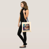 BLAUWE BUTTERFLES MET GROENE GOUDEN TOTE BAG (Voorkant (model))