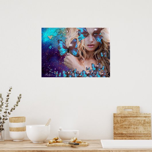 BLAUWE BUTTERFLES POSTER (Keuken)