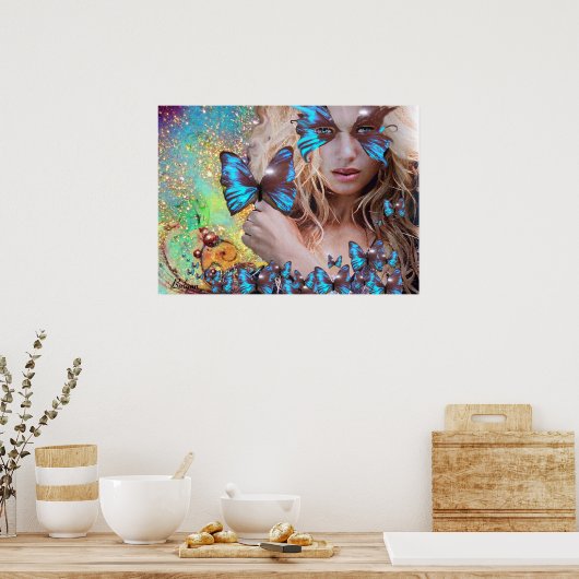 BLAUWE BUTTERFLES POSTER (Keuken)