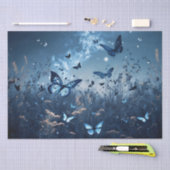 Blauwe Butterflies in een Meadow in Evening Decoup Tissuepapier (Craft)