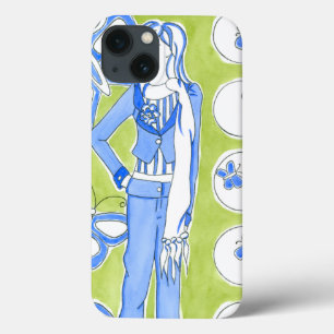 Blauwe Butterflies omringend glamoureus meisje Case-Mate iPhone Case