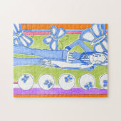 Blauwe Butterflies omringend glamoureus meisje Legpuzzel (Horizontaal)