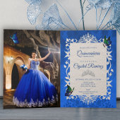 Blauwe Butterflies Quinceanera Uitnodiging