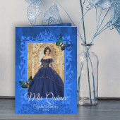 Blauwe Butterflies Quinceanera Uitnodiging