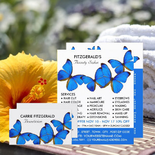Blauwe Butterflies, schoonheidsspecialist, Beauty Visitekaartje