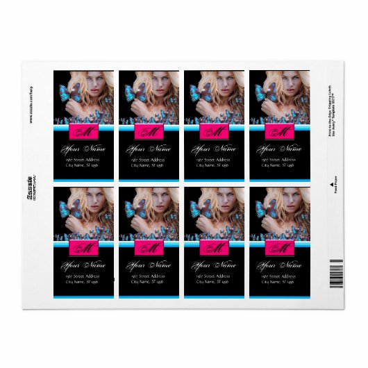 BLAUWE BUTTERFLY BEAUTY, MAKEUP ARTIST Monogram Etiket (Full Sheet)