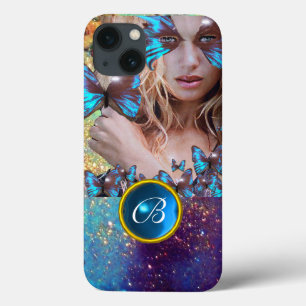 BLAUWE BUTTERFLY LADY, BLAUWGROEN GOLD SPARKLE GEM Case-Mate iPhone CASE