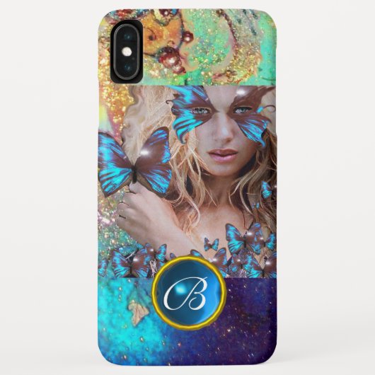 BLAUWE BUTTERFLY LADY, BLAUWGROEN GOLD SPARKLE GEM Case-Mate iPhone CASE (Achterkant)