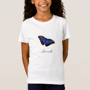 Blauwe Butterfly met Script-moniker-naam T-Shirt