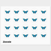 BLAUWE BUTTERFLY ROND CUSTOM STICKER (Vel)