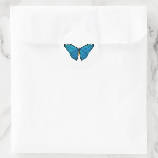 BLAUWE BUTTERFLY ROND CUSTOM STICKER (Tas)