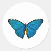 BLAUWE BUTTERFLY ROND CUSTOM STICKER (Voorkant)