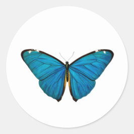 BLAUWE BUTTERFLY ROND CUSTOM STICKER