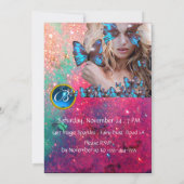 BLAUWE BUTTERFLY SWEET 16 PARTIJMONOGRAM, GOLD KAART (Achterkant)