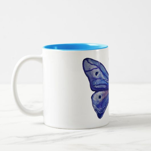 Blauwe Butterfly Waterverf 325 ml Two-Tone Mok (Links)