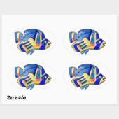 Blauwe Butterflyfish Ovaal Sticker (Vel)