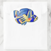 Blauwe Butterflyfish Ovaal Sticker (Tas)