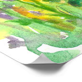 Blauwe Button Cornflower Waterverf Poster (Hoek)