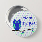 Blauwe Button "Mam om te zijn" Baby shower (Voorkant /achterkant)
