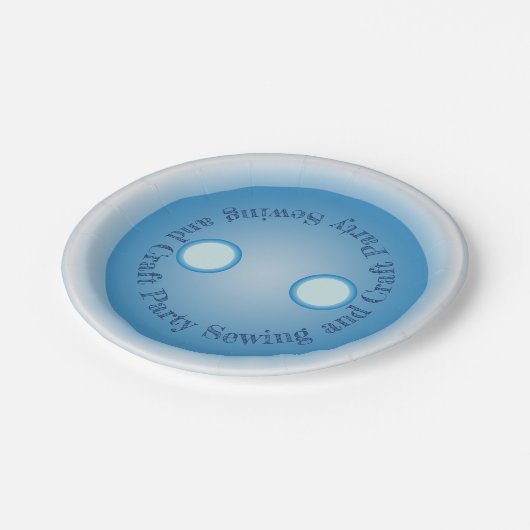 Blauwe Button naaigarij en ambachtelijke partij Papieren Bordje (Gekanteld)