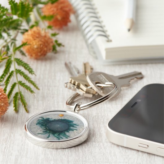 Blauwe Button Sleutelhanger (Zijkant)