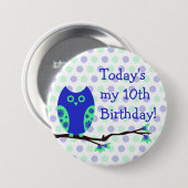 Blauwe Button van 10e verjaardag (Voorkant /achterkant)