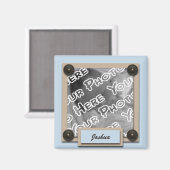 Blauwe Buttonnen & beugels magneet (Voorkant / Achterkant)