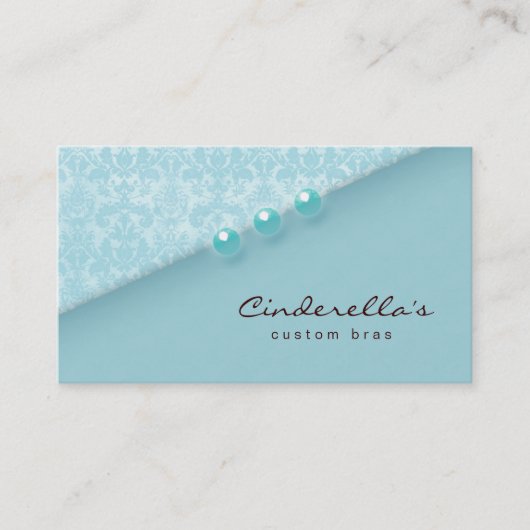 Blauwe Buttonnen Bra/Salon visitekaartje (Voorkant)