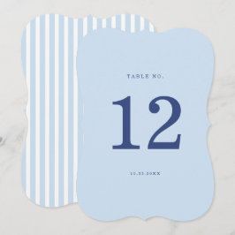 Blauwe Cabana Streep Die Cut Tafelnummer Bruiloft
