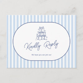 Blauwe Cabana Streep Huwelijkslied Verzoek RSVP Briefkaart