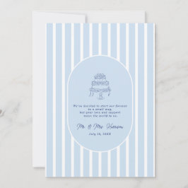 Blauwe Cabana Streep Minimalistische Elopement Kaart