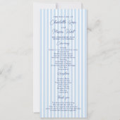 Blauwe Cabana Streep Minimalistische Trouwprogramm Kaart (Voorkant)