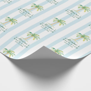 Blauwe Cabana Strepen Palm Bach Club Bachelorette Cadeaupapier