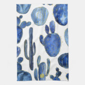 Blauwe Cactus Art Desert Chic Goud INITIAAL Plezie Theedoek (Verticaal)