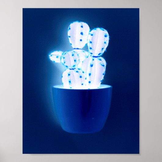 Blauwe cactus poster (Voorkant)